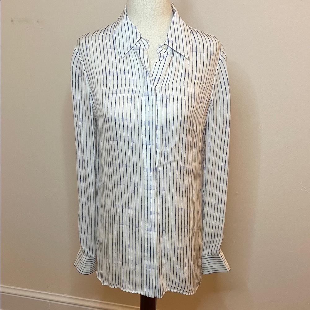 Vince Silk Stripe Button Front Blouse Size 4 NWT